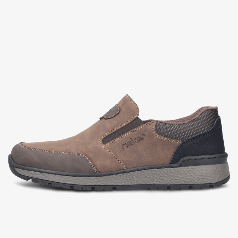 Komfortabler brauner Schuh mit leichter Sohle und elastischem Einsatz für einfaches An- und Ausziehen