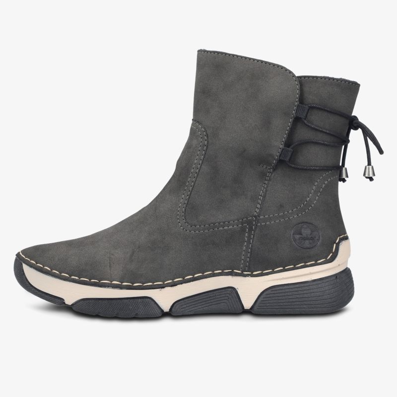 Grauer bequemer Stiefel mit robustem Schaft und sportlicher Profilsohle für vielseitigen Tragekomfort