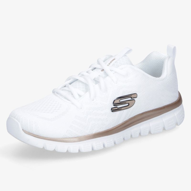 Weißer, leichter Sportschuh mit atmungsaktivem Material und gepolsterter, flexibler Sohle für optimalen Komfort