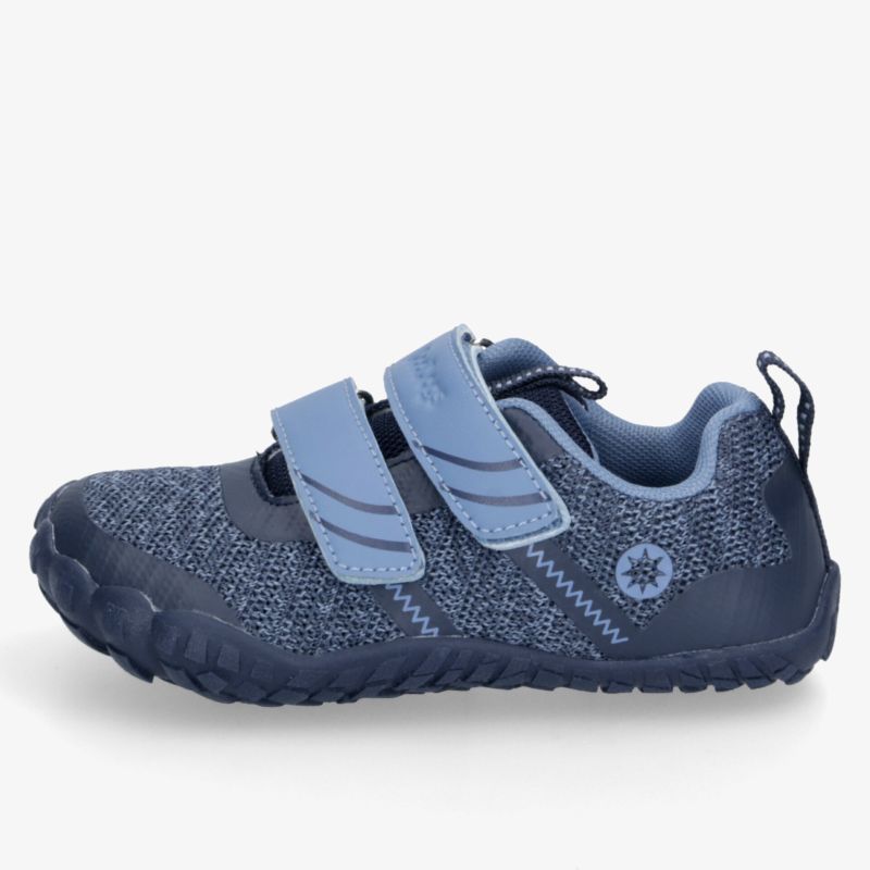 Sportlicher Schuh mit doppelten Klettverschlüssen, rutschfester Sohle und atmungsaktivem Material in Blau