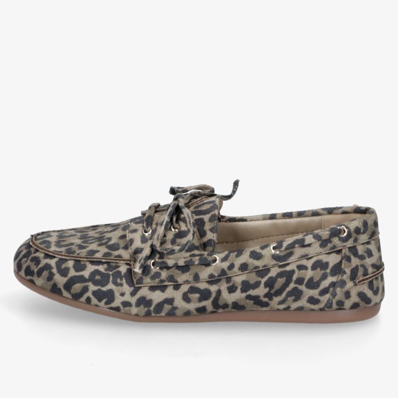 Eleganter Loafer mit auffälligem Leopardenmuster, bequemer Schnitt und spezieller Schnürung für optimalen Halt