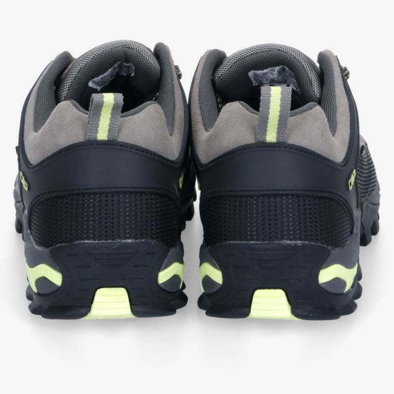 Bequeme und strapazierfähige schwarze Schuhe mit gelben Akzenten und rutschfester Sohle