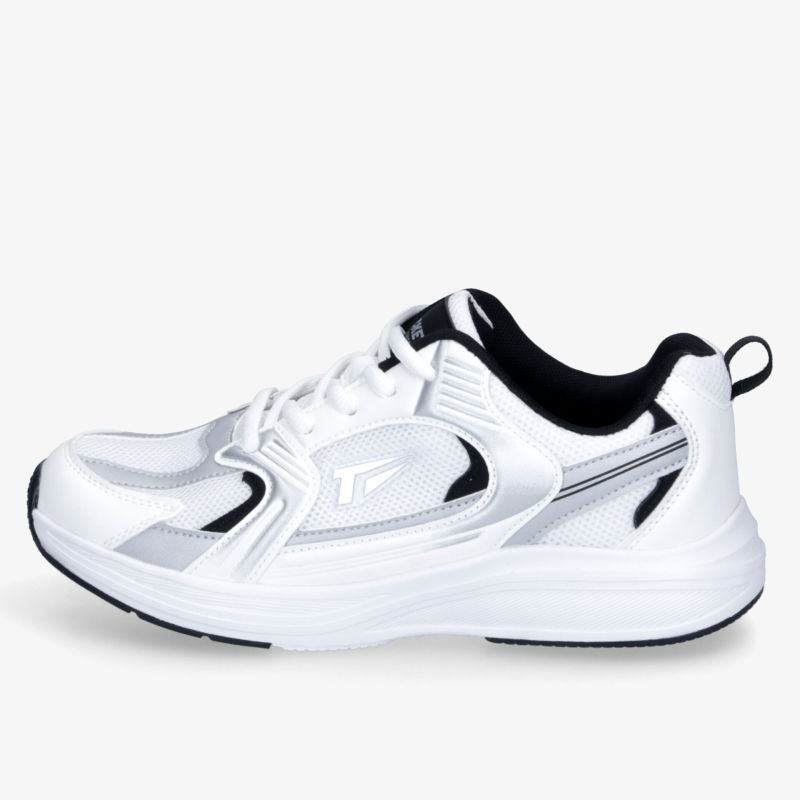 Leichter weißer Sportschuh mit atmungsaktivem Material und rutschfester Sohle für optimalen Tragekomfort