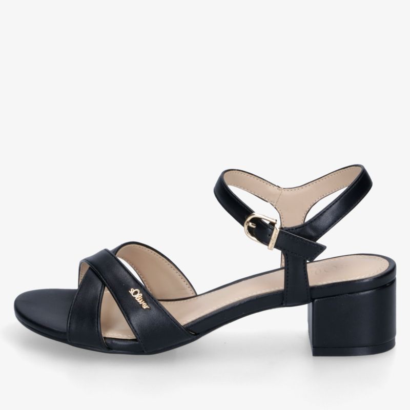 Schwarze Sandalette mit stabilem Blockabsatz und verstellbarem Riemen für eleganten und komfortablen Halt