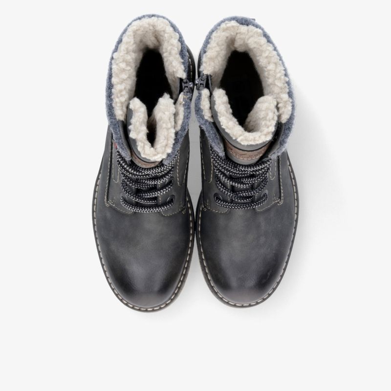 Robuste schwarze Winterstiefel mit warmem Innenfutter und praktischem Reißverschluss für bequemen Halt