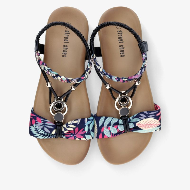 Bequeme, floral gemusterte Sandalen mit verstellbaren Riemen und weicher Polsterung für angenehmen Tragekomfort