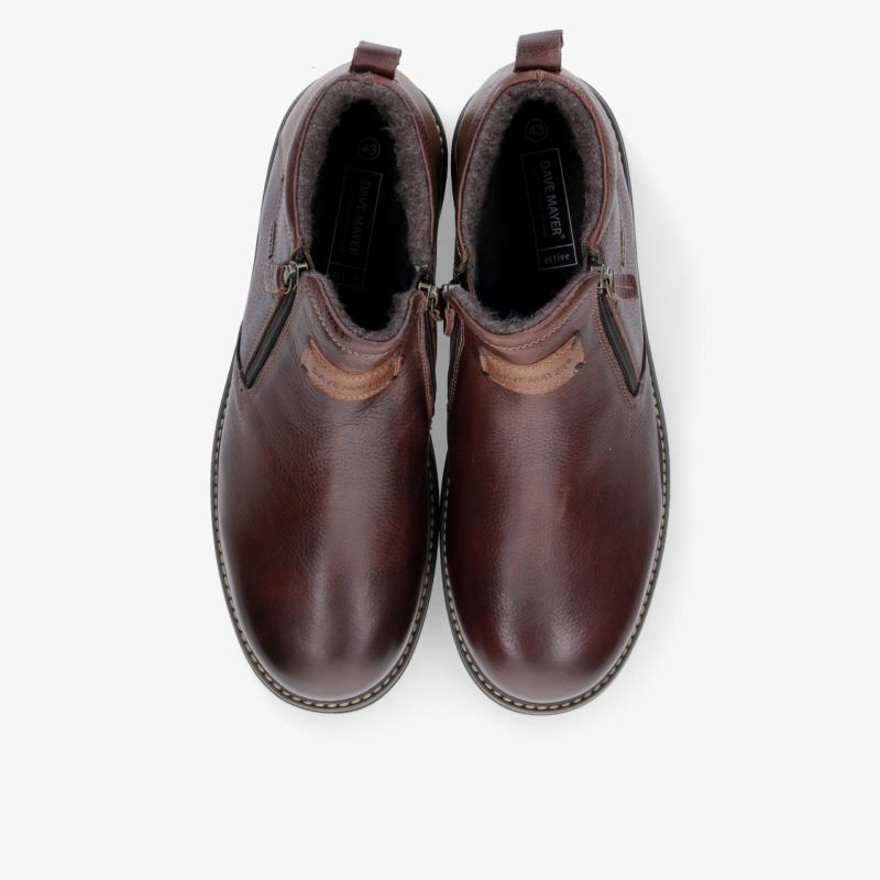 Elegante braune Lederstiefel mit Seit Reißverschluss und robuster Sohle, perfekt für stilvolle Anlässe.