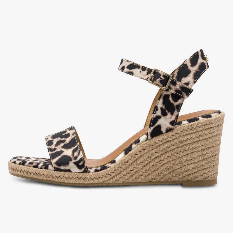 Modische Keilsandale im Leopardenmuster mit verstellbaren Riemen und bequemer Sohle