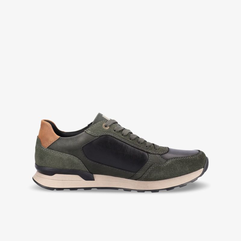Moderner Sneaker in Grün mit Lederdetails, bietet hohen Komfort und stilvolles Design für den täglichen Gebrauch.