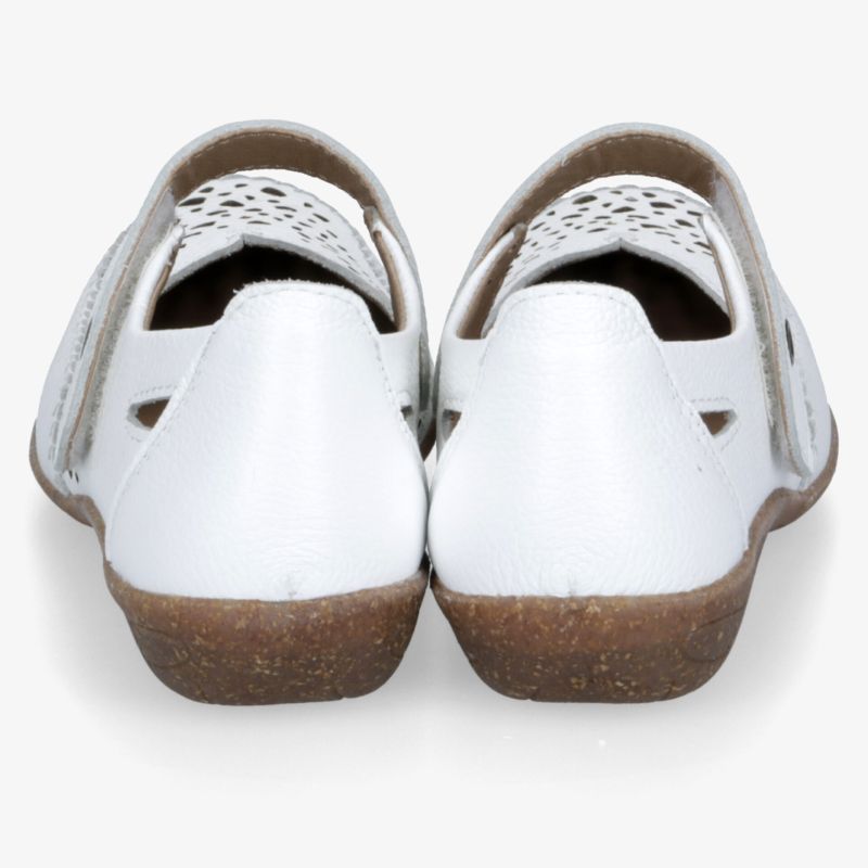 Weiße Lederschuhe mit rutschfester Sohle und bequemer Passform, Rückansicht eines Paars, langlebig und komfortabel