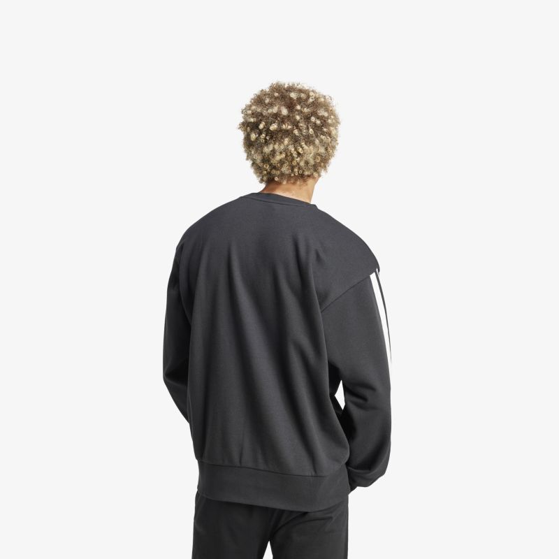 Schwarzer, bequemer Langarm-Sweatshirt mit sportlichem Schnitt, von hinten gezeigt