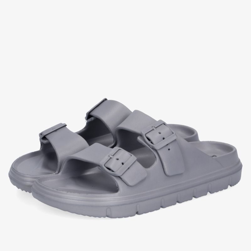 Bequeme graue Sandale mit verstellbaren Schnallen und rutschfester, ergonomischer, leichter Sohle