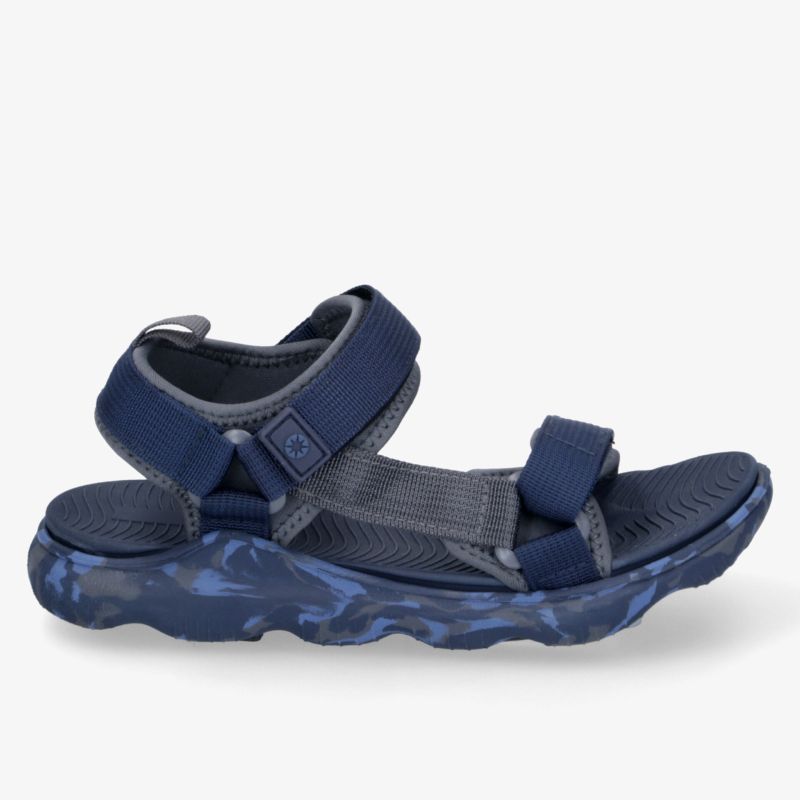 Sportliche blaue Sandale mit verstellbaren Riemen und ergonomischer, flexibler Sohle für hohen Tragekomfort