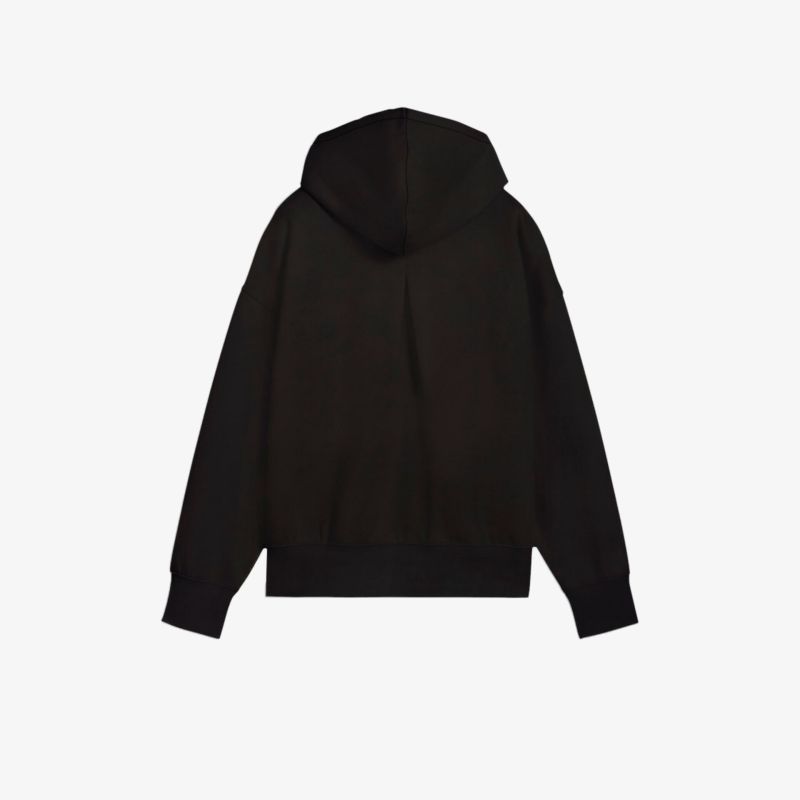 Schwarzer Kapuzenpullover mit elastischen Bündchen bequem und lässig, ideal für sportliche und casual Outfits