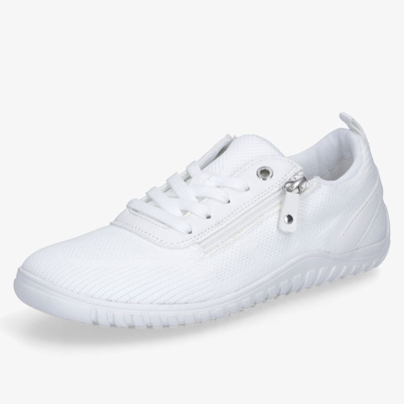 Weißer Sneaker mit Reißverschluss, leichter Sohle und sportlichem, bequemem Design perfekt für Alltag und Freizeit