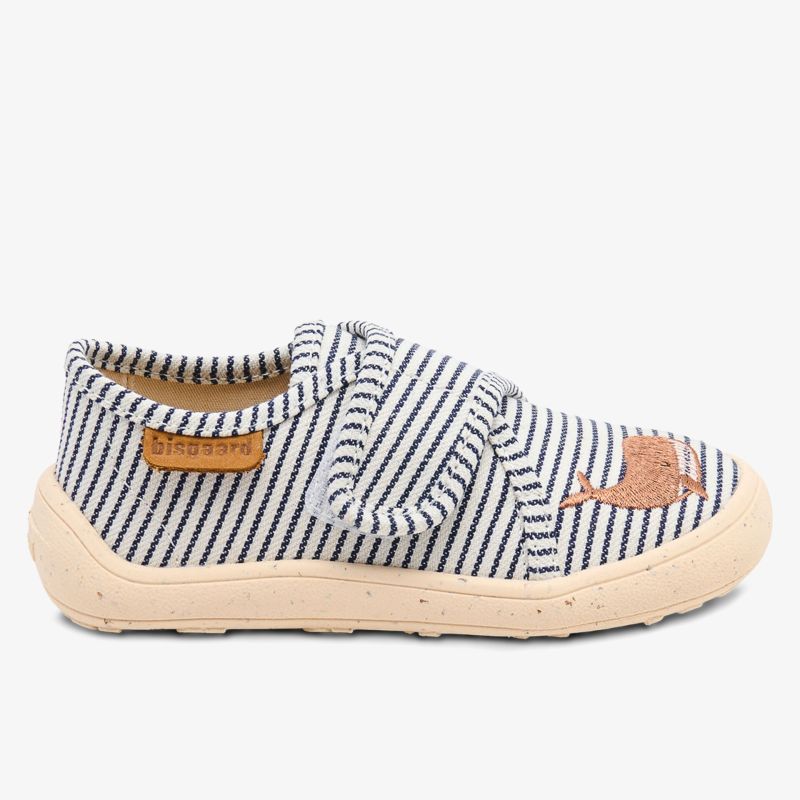 Bequeme gestreifte Halbschuhe mit Klettverschluss und rutschfester Sohle