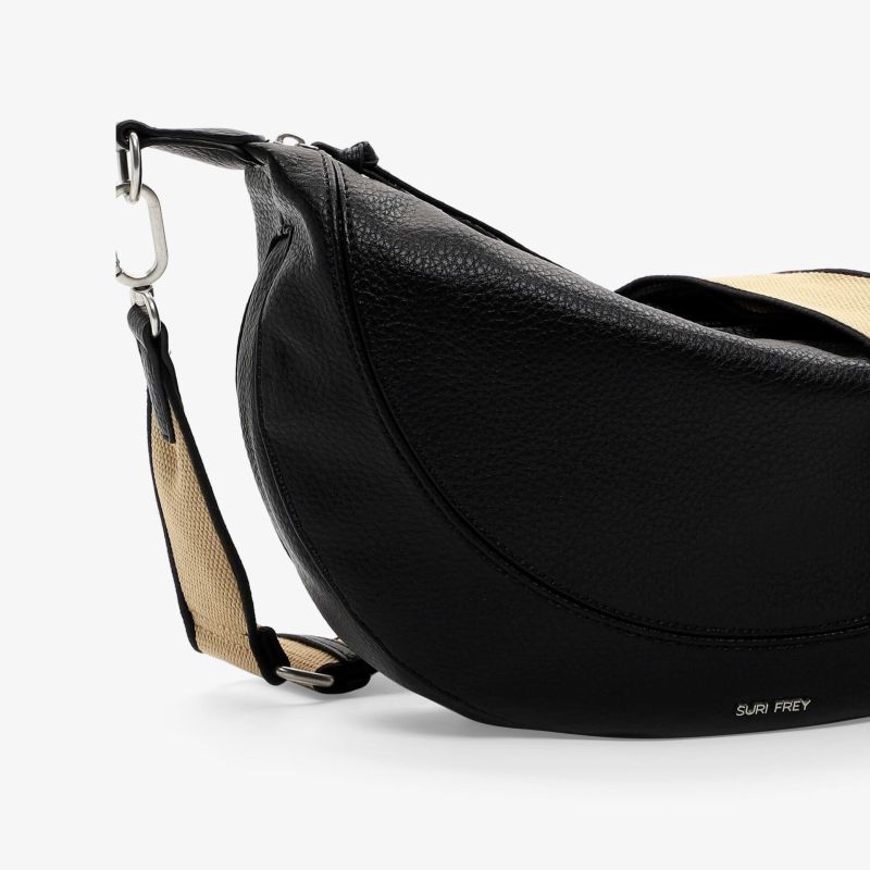 Schwarze Tasche aus hochwertigem Leder mit verstellbarem Schultergurt und praktischem Design für den Alltag