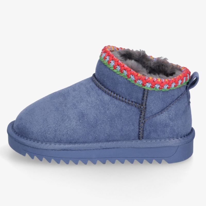 Blauer warmer Hausschuh mit weichem Futter, rutschfester Sohle und hohem Tragekomfort