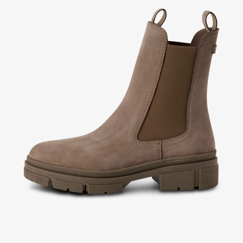 Robuster Stiefel mit elastischem Einsatz und rutschfester Sohle für sicheren und bequemen Tragekomfort