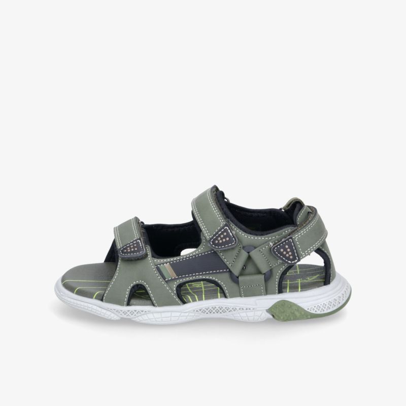 Leichte graue Sandale mit verstellbaren Klettverschlüssen und rutschfester Sohle für optimalen Tragekomfort