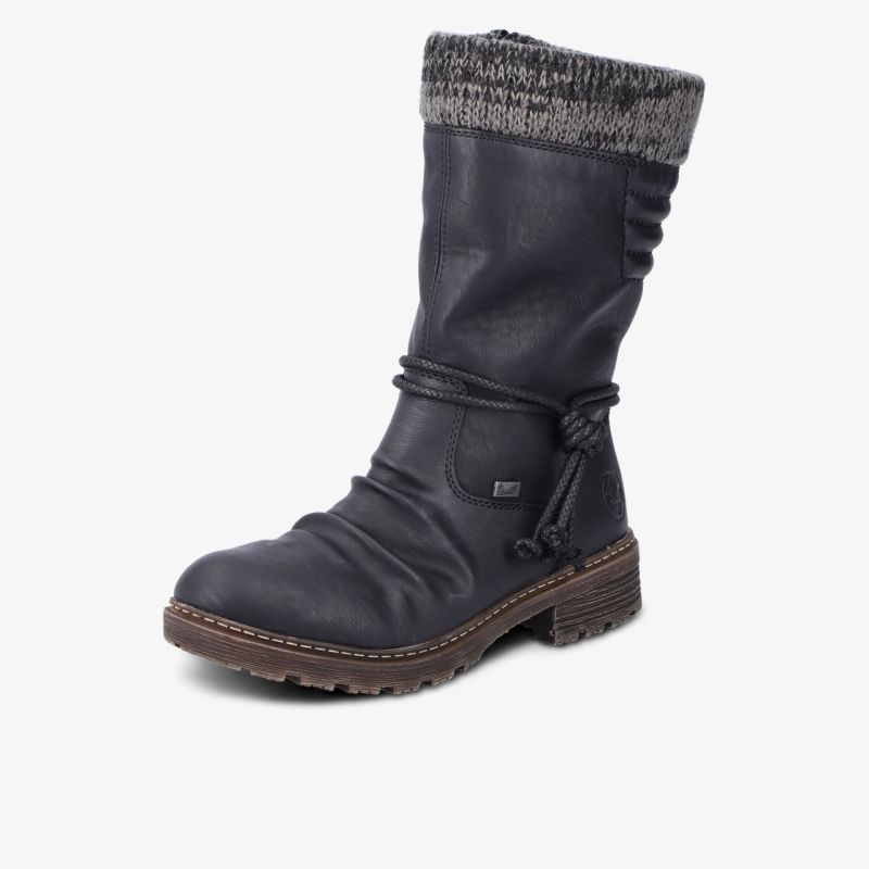 warmer und robuster Stiefel mit flexiblem Profil und gestricktem Schaftrand für komfortablen Halt