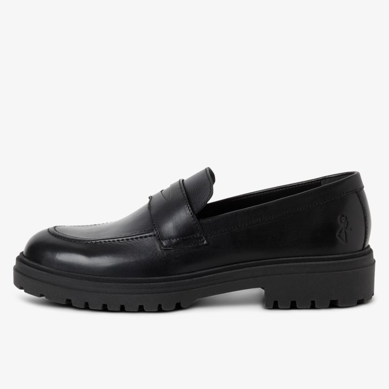 Schwarzer klassischer Lederloafer mit profilierter Sohle, elegant und komfortabel für stilvollen Auftritt
