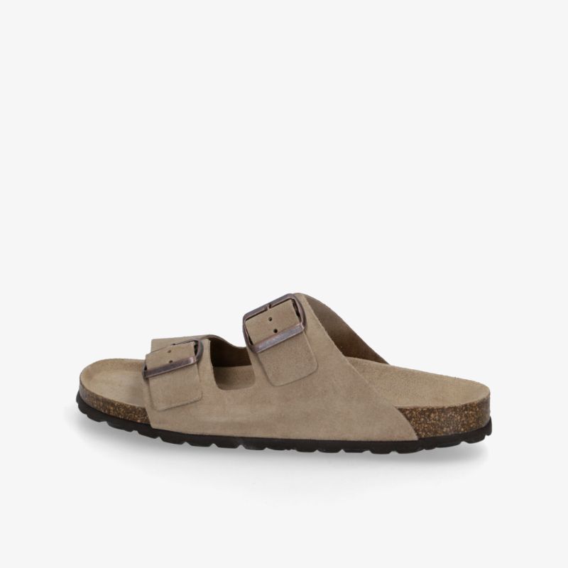 Sandale in sandfarbener Optik mit verstellbaren Schnallen und ergonomischem Fußbett für komfortables Tragen