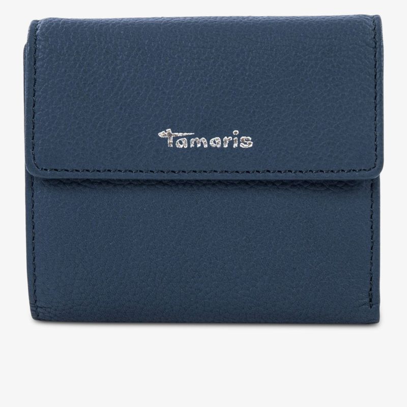 Elegante blaue Tamaris Geldbörse in kompakter Form mit stabiler Verarbeitung und stilvollem Design.