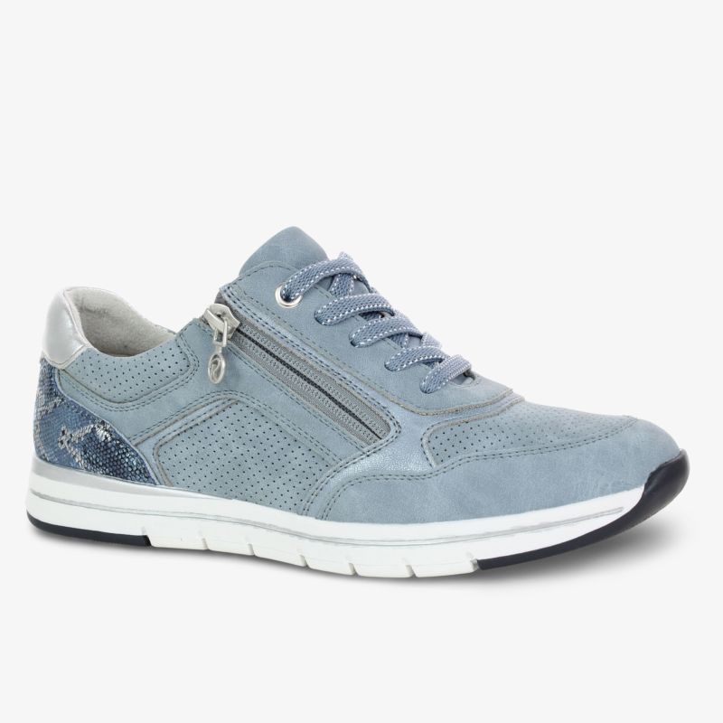 Moderner, blauer Sneaker mit praktischem Reißverschluss und komfortabler Sohle