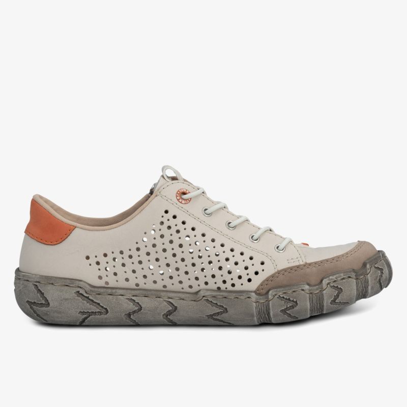 Bequemer beiger Freizeitschuh mit luftdurchlässigem Design und dicker profilierter Sohle für hohen Tragekomfort