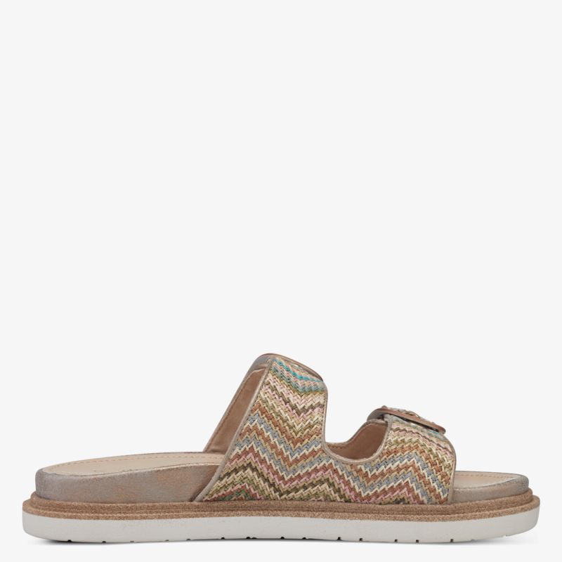 Komfortable braune Slip-In Sandale mit gepolsterter Innensohle und rutschfester Sohle, leicht und atmungsaktiv