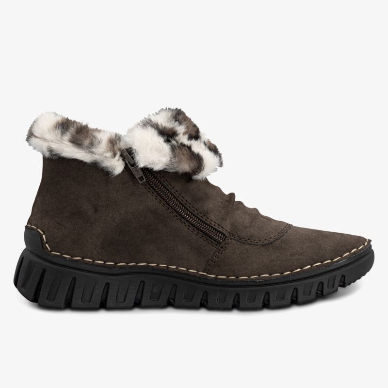 Bequemer Warmer Winterschuh mit weichem Fellfutter und robustem Profil, seitlicher Reißverschluss für einfaches Anziehen