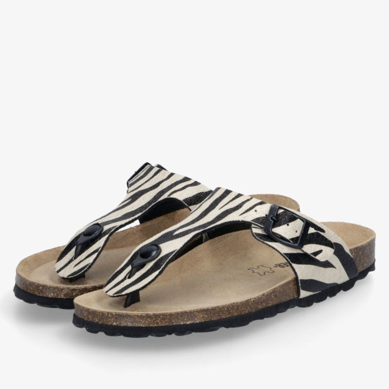 Bequeme Zehentrenner Sandalen mit weichem Fußbett, rutschfester Sohle und modischem Zebramuster