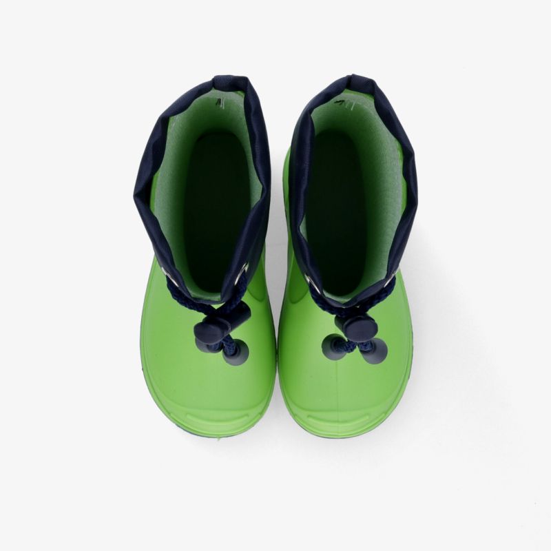 Grün-blaue robuste wasserdichte Schneestiefel mit warmer Innenfütterung und rutschfester Sohle, Paaransicht