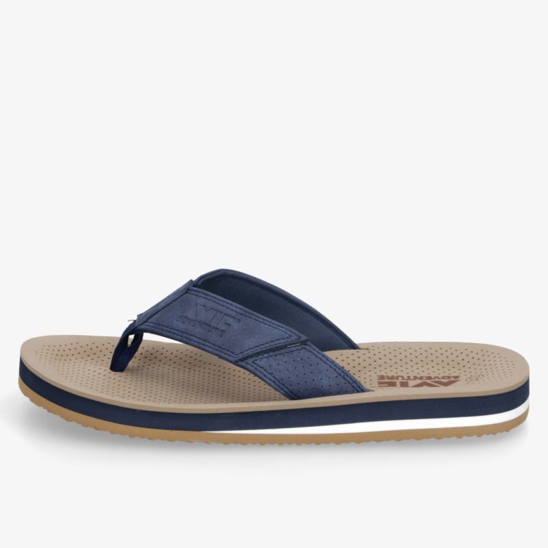 Bequemer und leichter Zehentrenner in Blau und Beige mit rutschfester Sohle für entspannten Tragekomfort