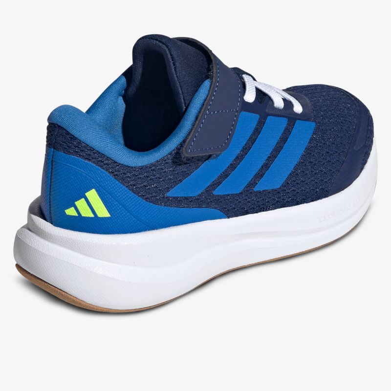 Sportlicher blauer Schuh mit gepolstertem Schaft und rutschfester weißer Sohle, perfekt für Komfort und Alltag