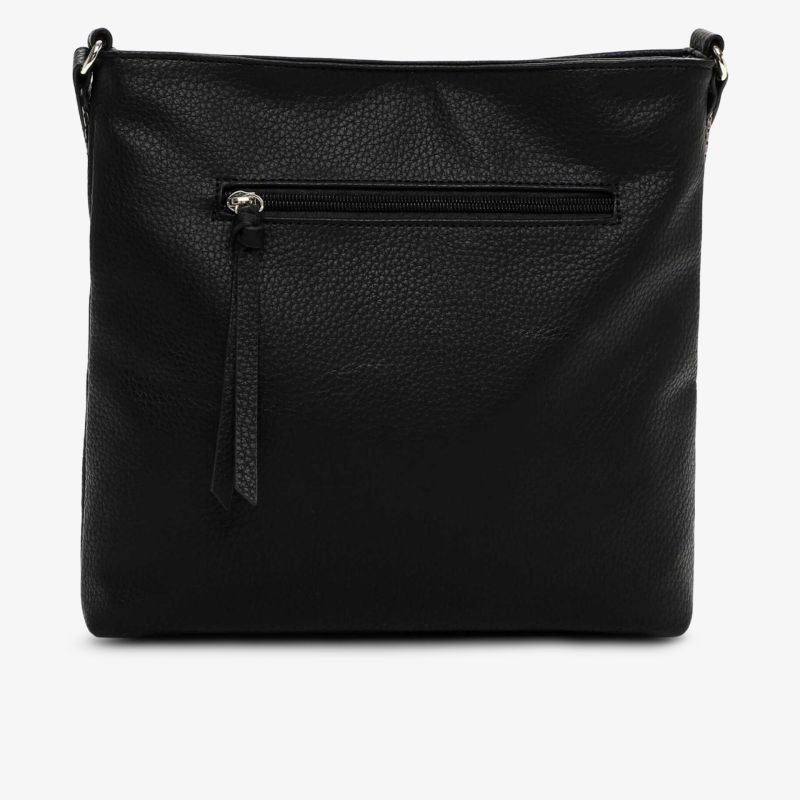 Moderne schwarze Ledertasche mit Reißverschluss, kompakt und robust für vielseitige Nutzung