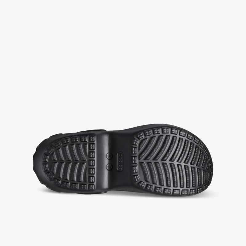 Robuste schwarze Schuhsohle mit griffigem Profil für optimalen Halt und hohe Strapazierfähigkeit