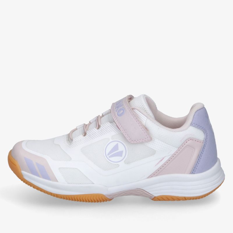 leichter Sportschuh mit rutschfester Sohle und bequemem Verschluss in Pastellfarben seitlich abgebildet