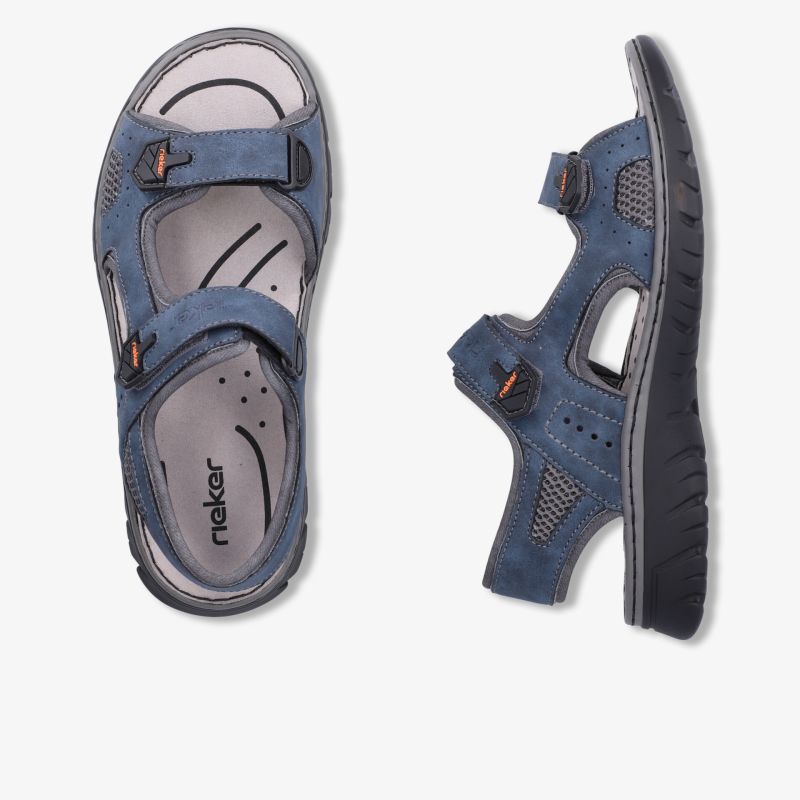 Bequeme blaue Sandalen mit verstellbaren Riemen und rutschfester Sohle für hohen Tragekomfort