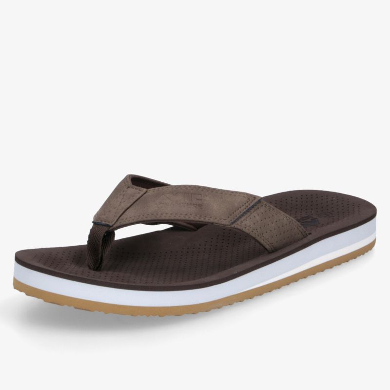 Bequeme braune Zehensandale mit gepolstertem Riemen und rutschfester Sohle für angenehmen Tragekomfort