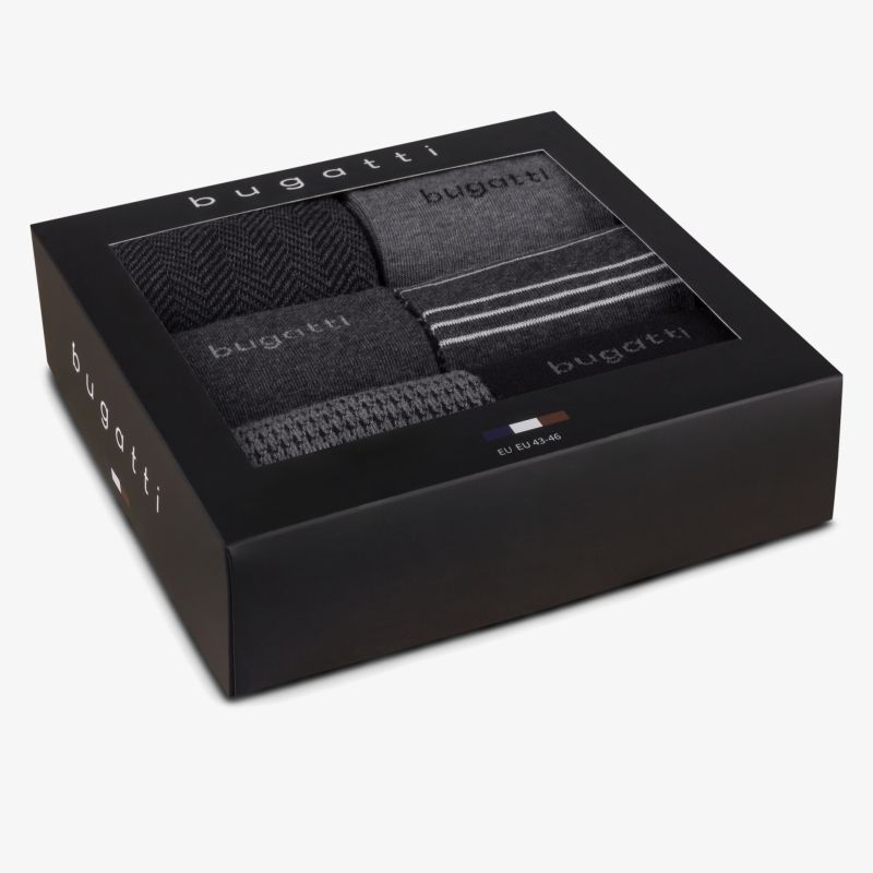 Elegantes, hochwertiges, dunkelgraues mehrteiliges Set aus Baumwolle in stilvoller Geschenkbox