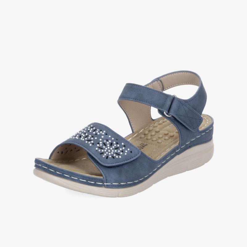 Komfortable Sandale mit verstellbarem Klettverschluss und dekorativen Elementen, gepolsterte Sohle für optimalen Halt