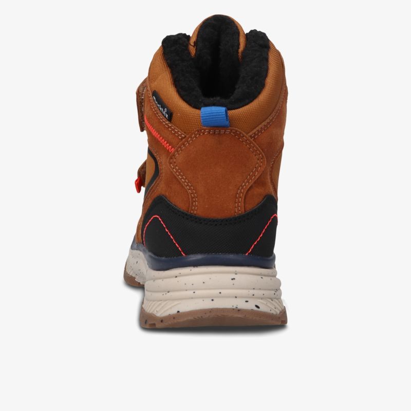 Robuster brauner Outdoor-Schuh mit warmem Futter und rutschfester Sohle, hoher Schaft für optimalen Halt
