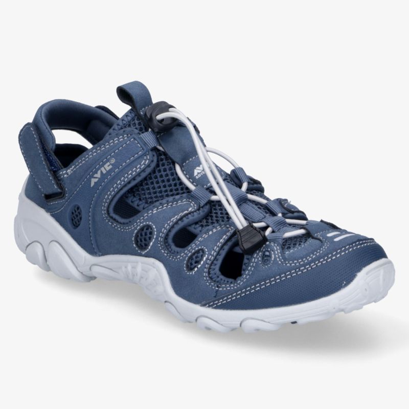 Sportliche, blaue Outdoor-Sandale mit atmungsaktivem Material und flexibler, rutschfester Laufsohle