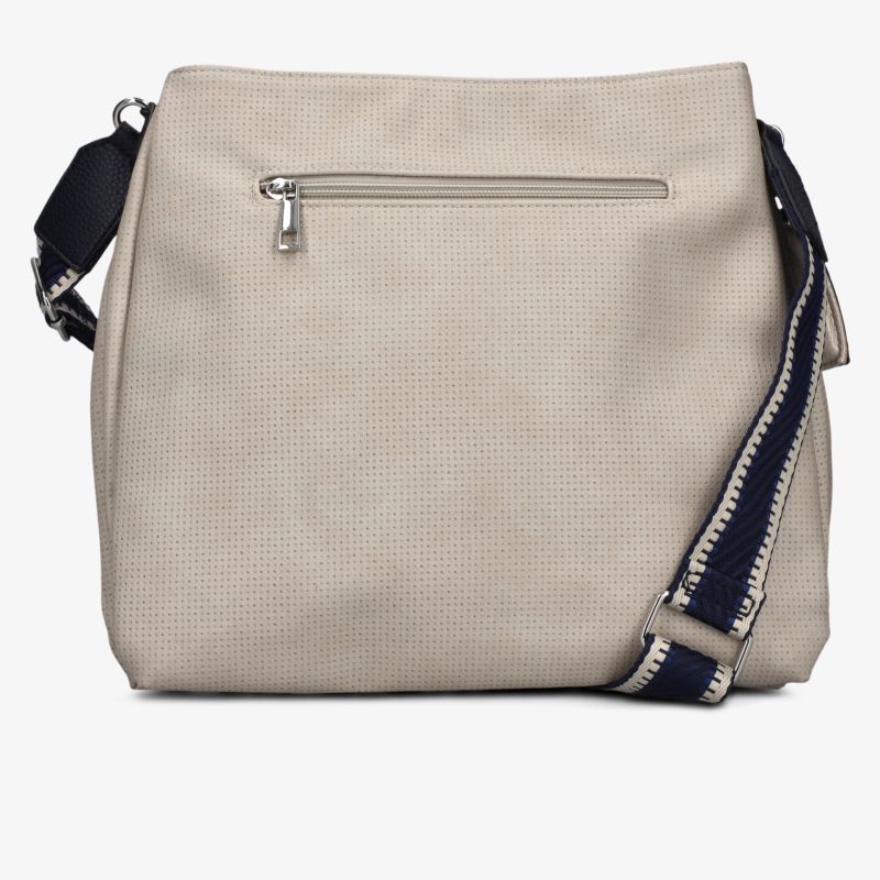 Beige Umhängetasche mit feiner Struktur und Reißverschluss, praktische Größe und verstellbarer Schulterriemen