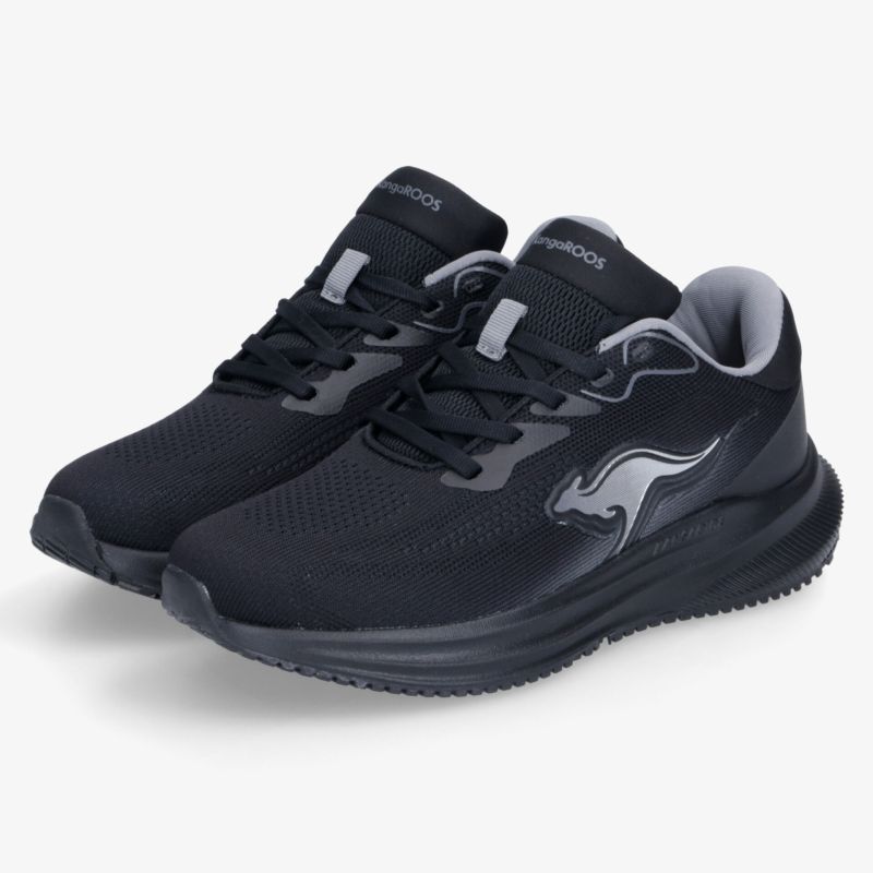 Leichtes schwarzes Sportschuh-Paar mit atmungsaktivem Material und flexibler, stoßdämpfender Sohle