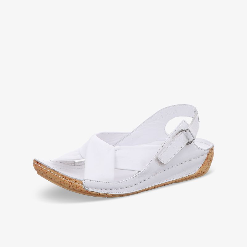 Weißer bequemer Sandale mit verstellbarem Riemen und rutschfester ergonomischer Sohle, ideal für ganztägigen Tragekomfort