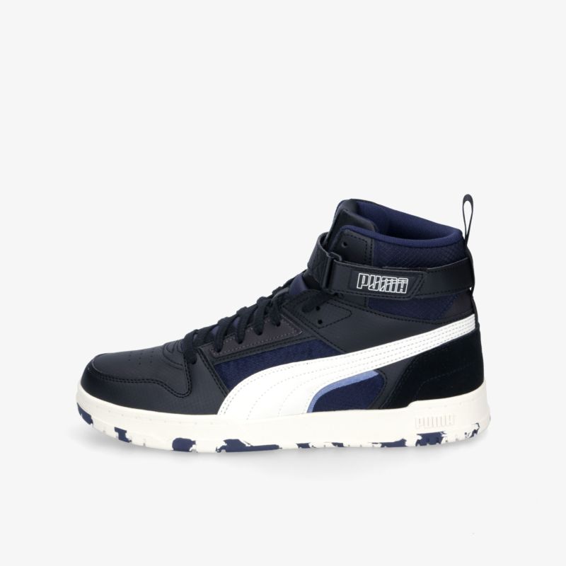 Sportlicher Hochschnitt-Sneaker in Blau und Weiß mit gepolstertem Schaft und robuster Sohle für besten Tragekomfort
