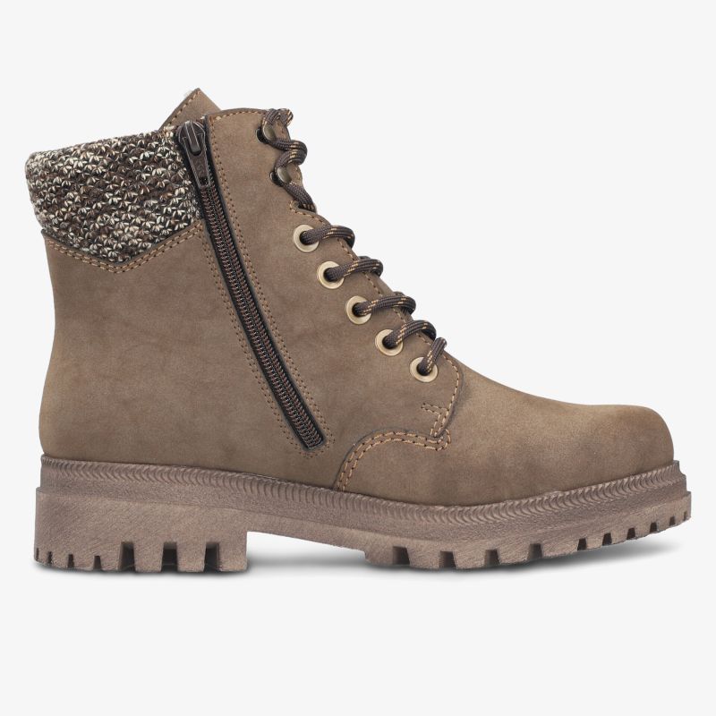 Seitlich sichtbarer robuster Schnürstiefel mit Reißverschluss und gepolstertem Schaft für optimalen Halt